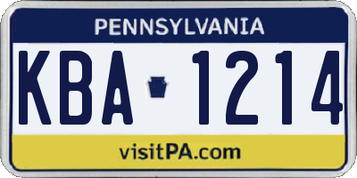 PA license plate KBA1214