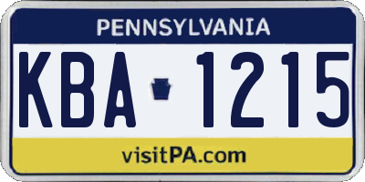 PA license plate KBA1215