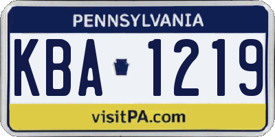 PA license plate KBA1219