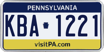 PA license plate KBA1221