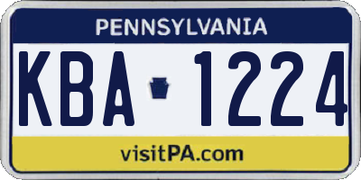 PA license plate KBA1224