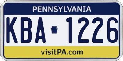 PA license plate KBA1226