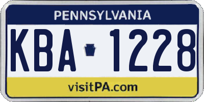 PA license plate KBA1228