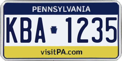 PA license plate KBA1235