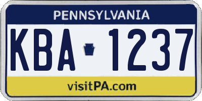 PA license plate KBA1237