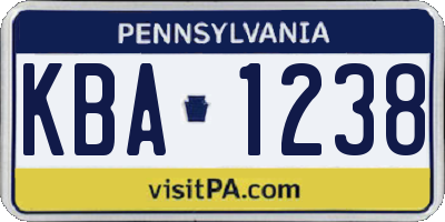 PA license plate KBA1238