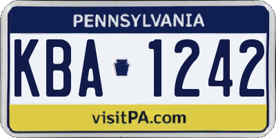 PA license plate KBA1242
