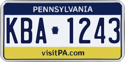 PA license plate KBA1243