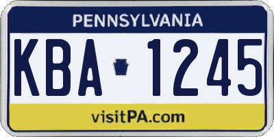 PA license plate KBA1245