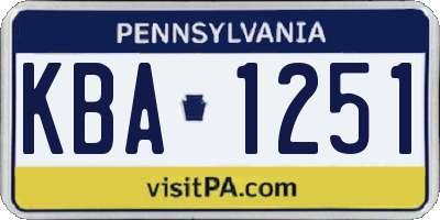 PA license plate KBA1251