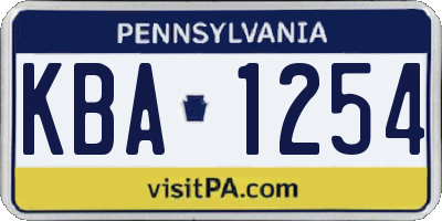 PA license plate KBA1254