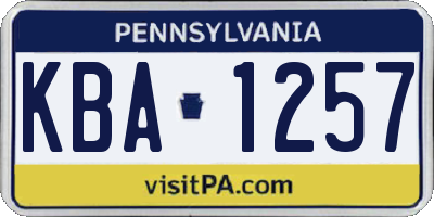 PA license plate KBA1257