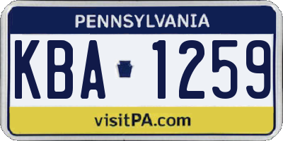 PA license plate KBA1259