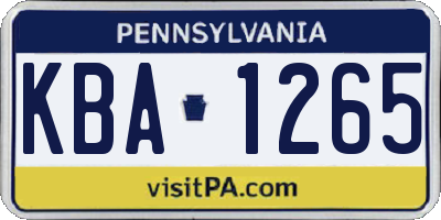 PA license plate KBA1265