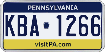 PA license plate KBA1266