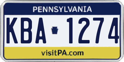PA license plate KBA1274