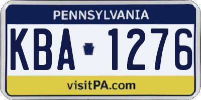 PA license plate KBA1276