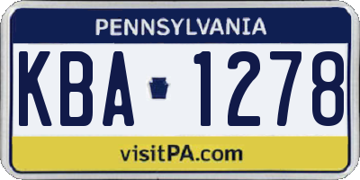 PA license plate KBA1278