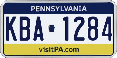 PA license plate KBA1284
