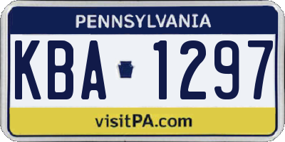 PA license plate KBA1297