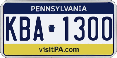 PA license plate KBA1300