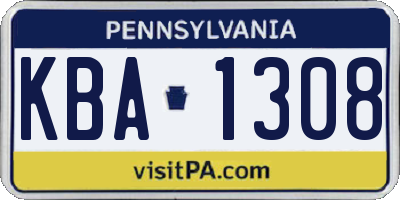 PA license plate KBA1308