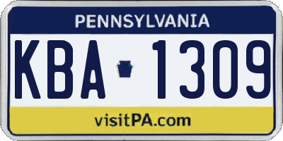 PA license plate KBA1309