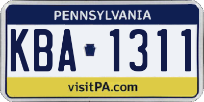 PA license plate KBA1311