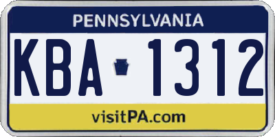 PA license plate KBA1312
