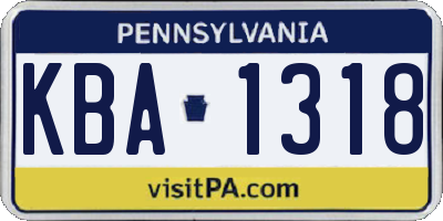 PA license plate KBA1318