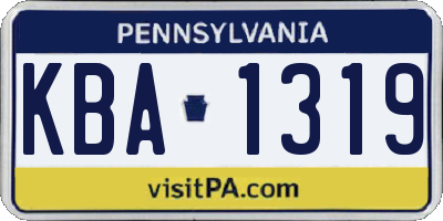 PA license plate KBA1319