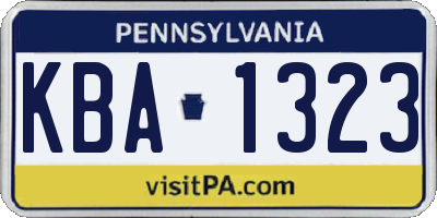 PA license plate KBA1323