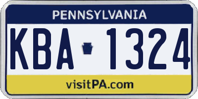 PA license plate KBA1324