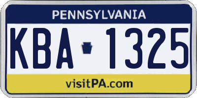 PA license plate KBA1325