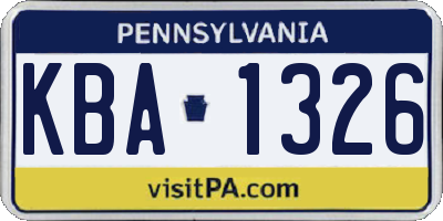 PA license plate KBA1326