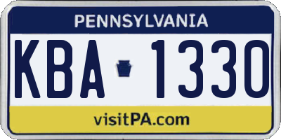 PA license plate KBA1330