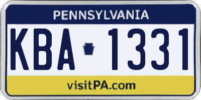 PA license plate KBA1331
