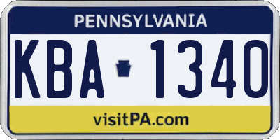 PA license plate KBA1340
