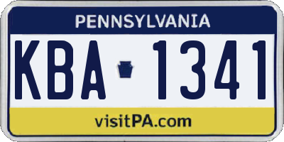 PA license plate KBA1341