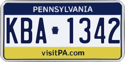 PA license plate KBA1342