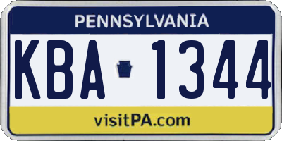 PA license plate KBA1344