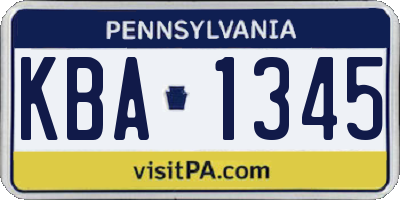 PA license plate KBA1345
