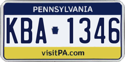 PA license plate KBA1346