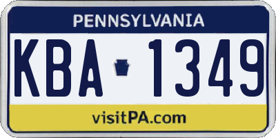 PA license plate KBA1349
