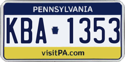 PA license plate KBA1353