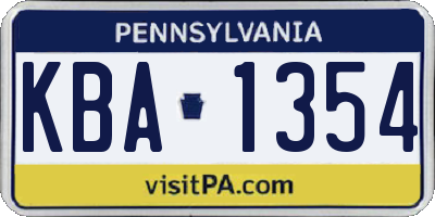 PA license plate KBA1354