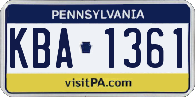 PA license plate KBA1361