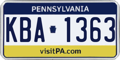 PA license plate KBA1363