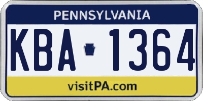 PA license plate KBA1364