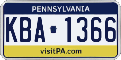 PA license plate KBA1366